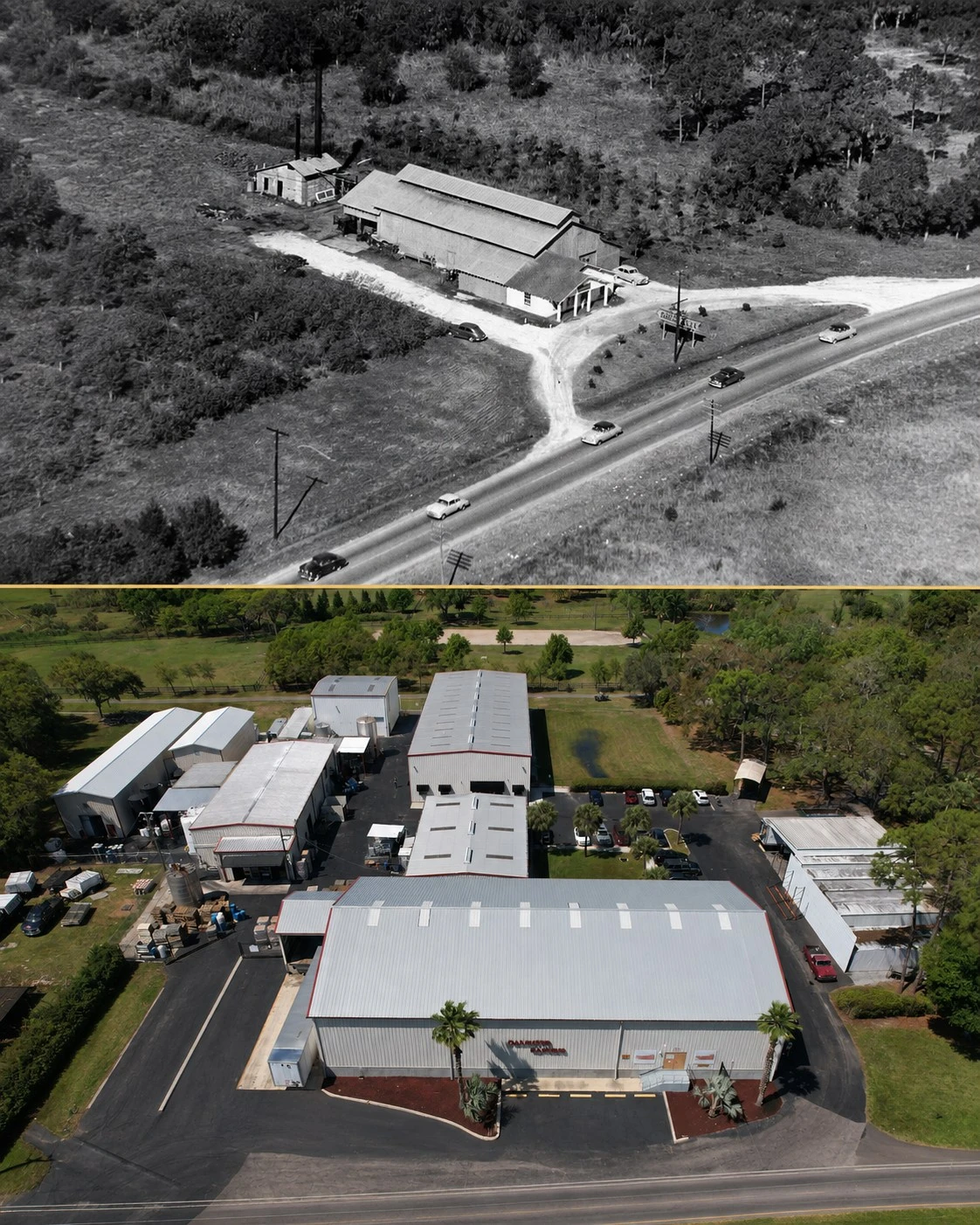Historic Palmetto Canning factory above today's Palmetto, Florida facility